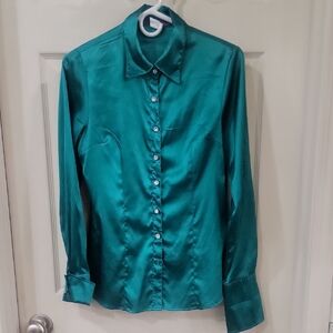 Satin Long Sleeve Rodeo Shirt - Hunter Green